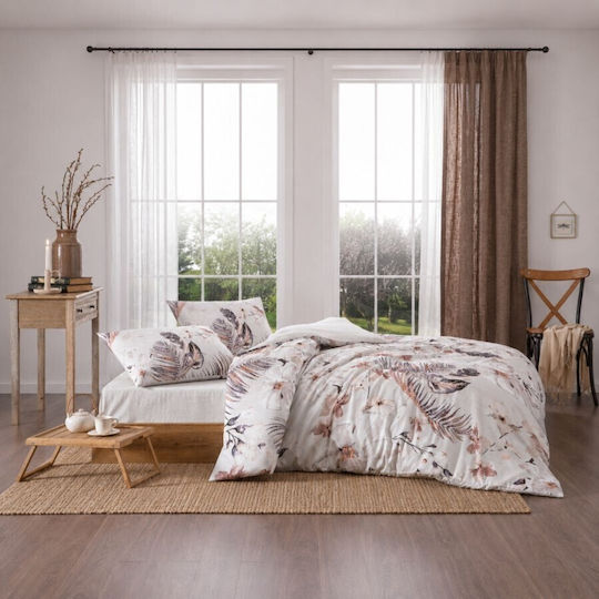 Tac Set Huse Pentru Pilote 200x220cm Dublu Cu 2 Fețe De Pernă & 1 Cearșaf Tropical Leaves