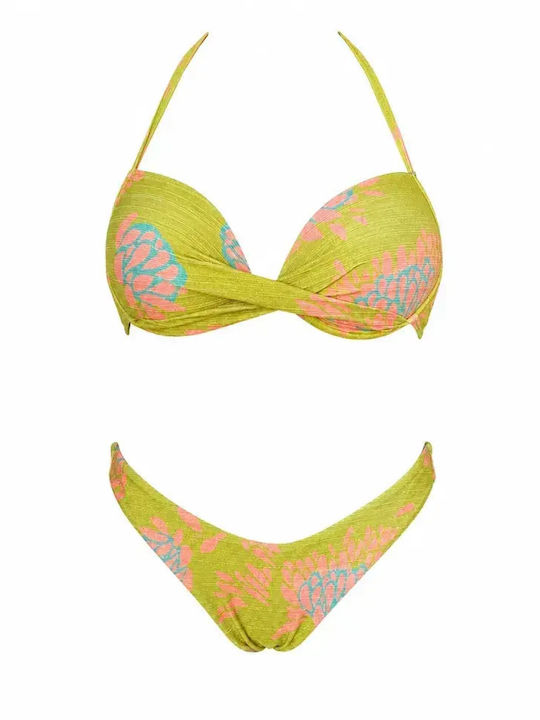 Modern Ocean Set Bikini Push Up Brazil Floral L...