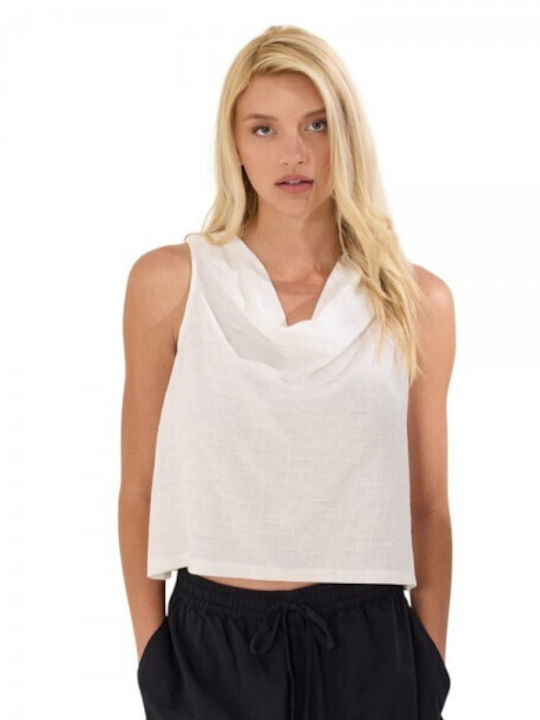 Namaste Women's Summer Linen Blouse White