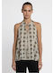 Women's Crop Sleeveless Beige Top