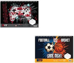 Must Team Μπλοκ Ζωγραφικής Gamer Sports 23x33 Εκ 40 Φύλλα Αυτοκόλλητα & Στένσιλ 2 Σχέδια 1 Τεμάχιο