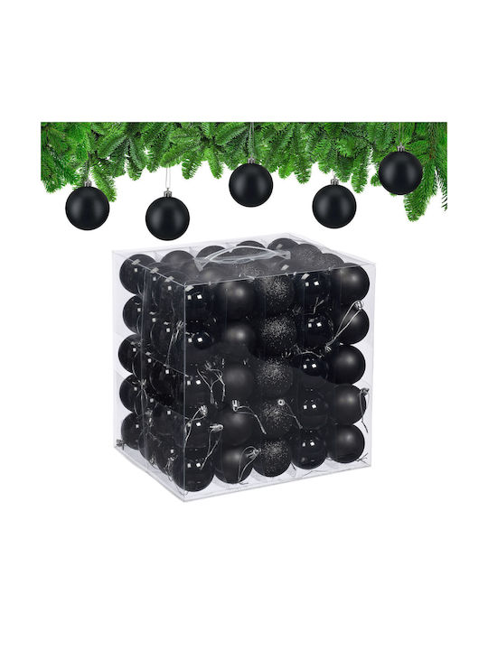Set 100 Globuri De Crăciun Relaxdays Negre Argi...