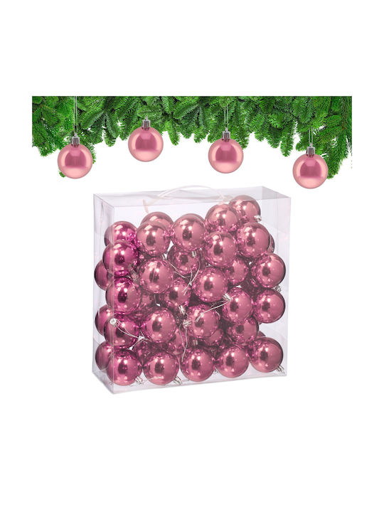 Set 50 Christmas Baubles Relaxdays Pink Silver ...