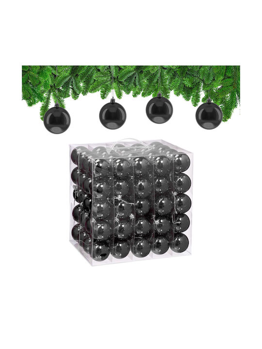 Set 100 Globuri De Crăciun Relaxdays Negre Argintii 7x6cm