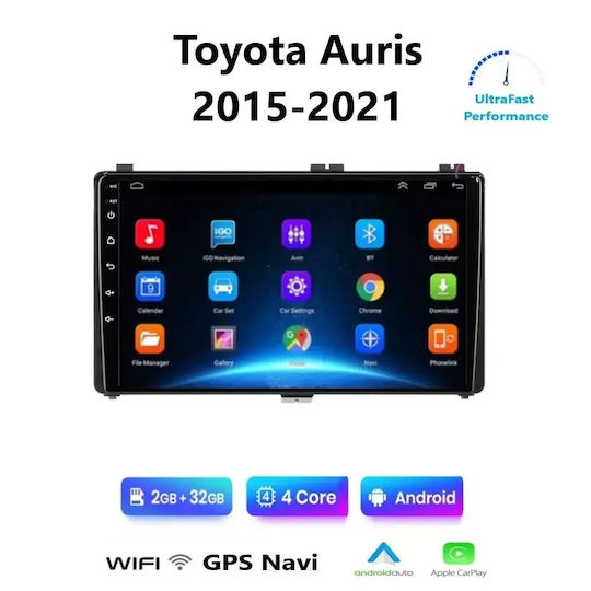 Ηχοσύστημα Αυτοκινήτου για Toyota Auris 2015-2021 (Bluetooth/USB/WiFi/GPS/Apple-Carplay/Android-Auto) με Οθόνη Αφής 9"