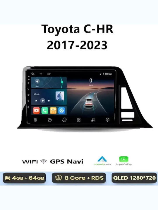 Car Audio System for Toyota C-HR 2017-2023 Bluetooth USB WiFi GPS Apple CarPlay Android Auto with 9" Touch Screen