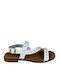 Damentliche Flache Sandalen Weiß