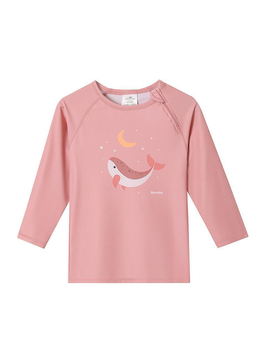 Tutete Protection Kids Swimwear Rashguard With Long Sleeve Pink Whale