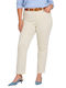 Damen Hochgeschnittenes Lederhose in Gerader Bein Stil in Creme