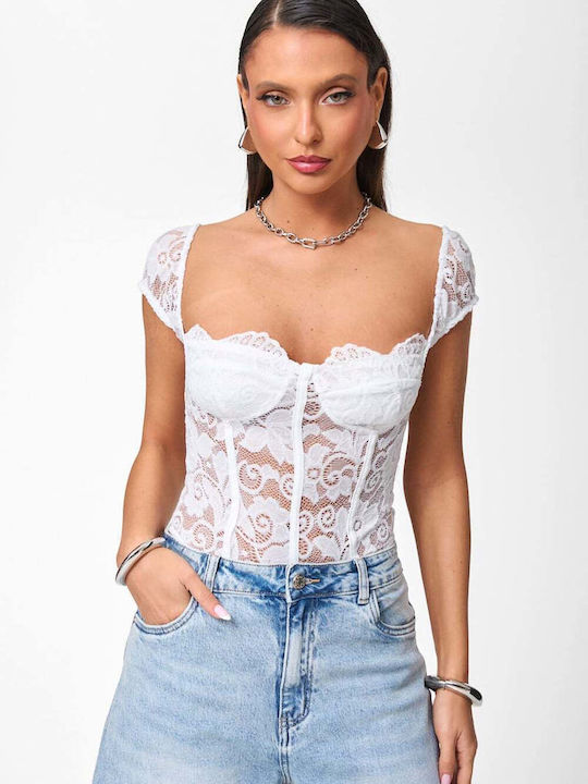 Lace Bodysuit White