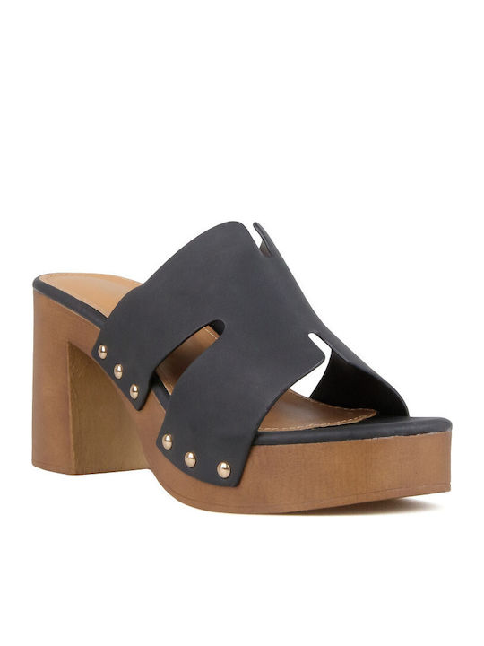 Mules With High Heel In Black Colour