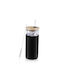 Cocktail/Trinken Glas aus Glas in Schwarz Farbe mit Strohhalm 550ml