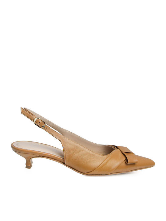 Fratelli Petridi Leather Heels With Low Tabac Brown Heel