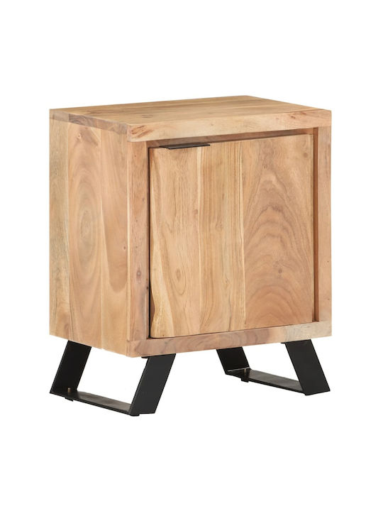 Nachttisch aus Holz mit Metallbeinen Beige 40x30x50cm
