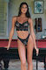 Set Underwear Corset See Through Bandeau Black
