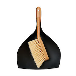 Relaxdays Set Mini Mătură și Fară Negru Natural 36x25x6 Cm