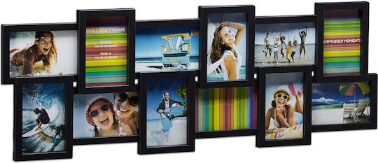 Relaxdays Multi Ramă Foto 12 Fotografii Din Plastic Cu Ramă Neagră (Personalizat)