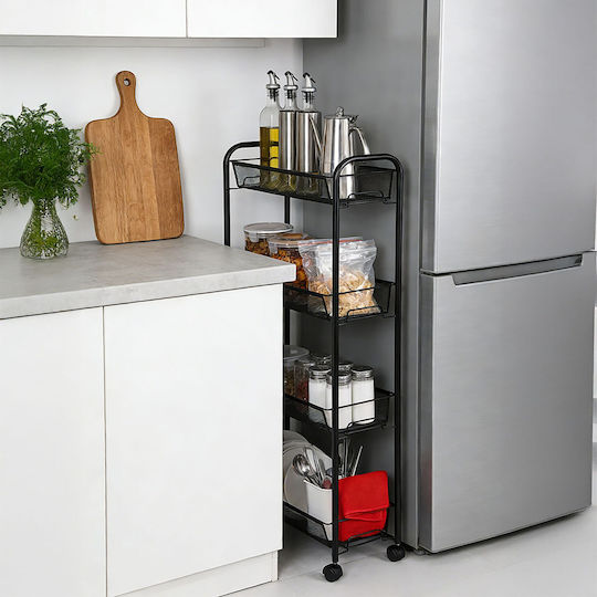 Relaxdays Troler De Bucătărie Metalic Cu 4 Locuri Negru 44x17x97.5cm