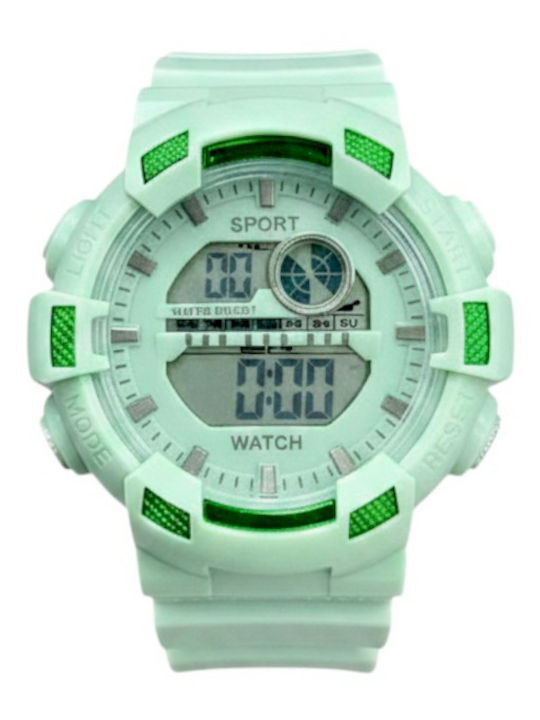 Digital Womens Watch 40mm Battery with Green Rubber Strap