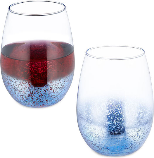 Relaxdays Set Pahare Cocteiluri Din Sticlă Albastră 500ml 2 Bucăți