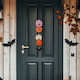 Decorațiune De Halloween Dovleac Suspendat Din Lemn Mdf 62 X 13 Cm Portocaliu Mov Negru Sclipicios
