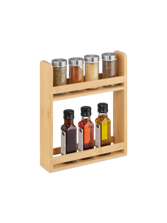 Relaxdays Rack Spice Jar from Bamboo on Beige Base