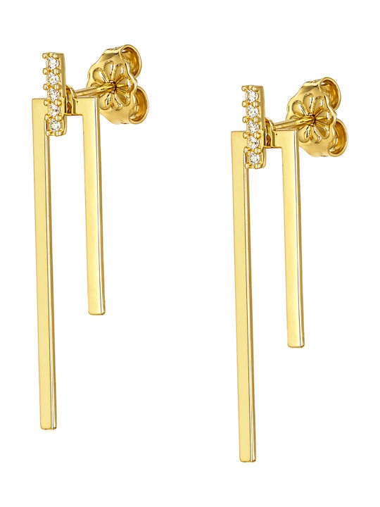 Dangle Earrings Made of 9K Gold with Stones