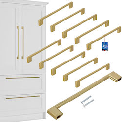 Kotarbau Furniture Handle from Metallic Matte Gold 221mm Overall Length (Hole Centers 221mm) 10 Pieces