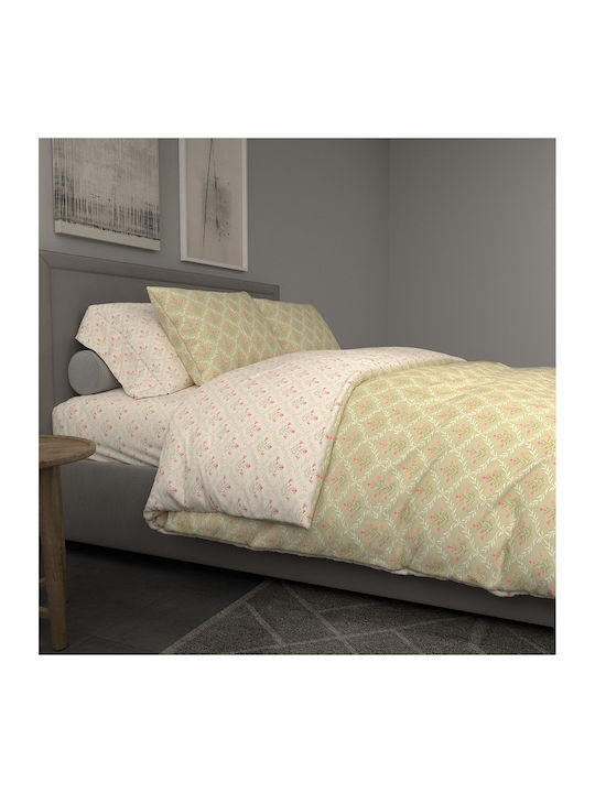 Charalambidis Textiles Exochi Bed Sheet King Size with Rubber Hugger 230x260cm Green