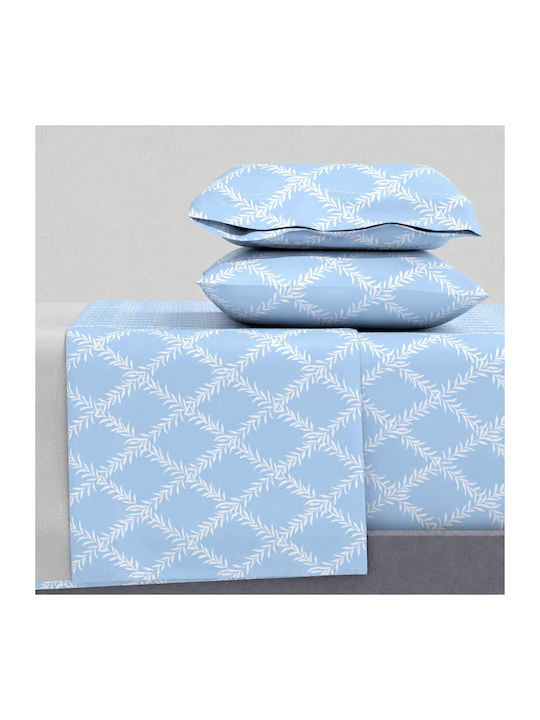 Astron Italy Lucia Super-Double Bed Sheets Set 245x260cm Lucia Blue 4 Pieces