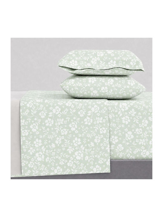 Astron Italy Emily Set Double Bed Sheets 240x260cm Olive 4 Pieces
