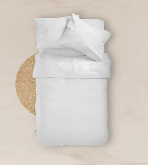 Borea Solid Bed Sheet Single With Rubber Hugger 100x200+25cm White