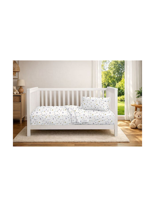 Dimcol Set Baby Crib Cotton Sheets Whimsical Mountainside 588 Multicolour 120x160cm 3 Pieces