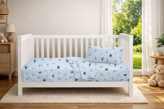 Dimcol Set Baby Crib Cotton Sheets Bear's Playtime 591 Multicolour 120x160cm 3 Pieces