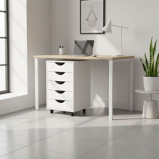 Συρταριέρα Γραφείου Ξύλινη με Ροδάκια White 40x40x67.5cm
