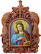 Saint Catherine Wooden Carved Frame Peacock 38cm