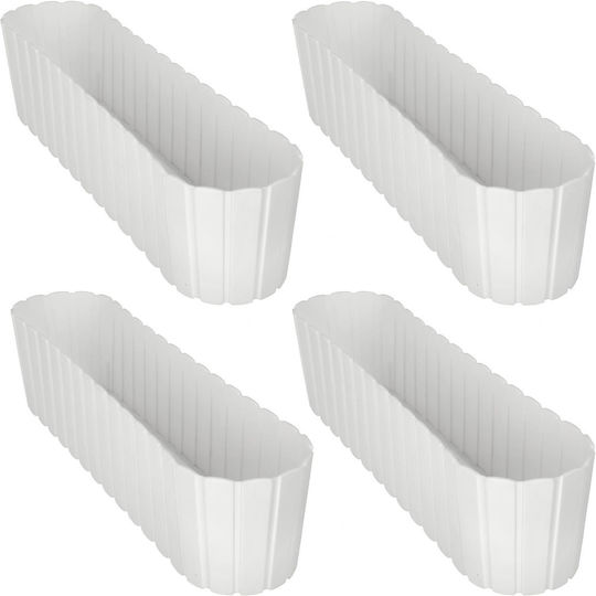Kotarbau Set 4 Kunststoff Blumenkästen Rustikal Weiß