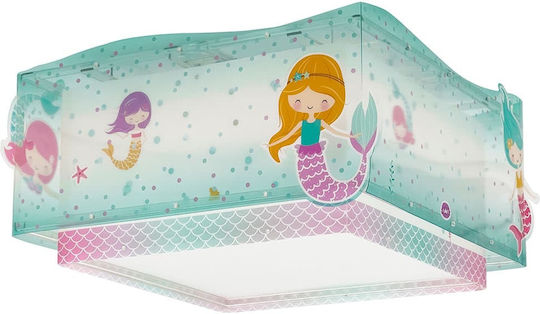 Ango Mermaids Einfaches Licht Kinderzimmer-Deckenleuchte aus Kunststoff 15W mit E27 Fassung Türkis