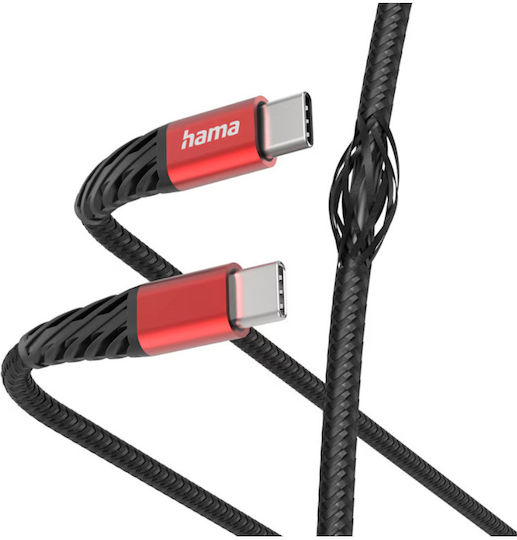 HAMA Cablu USB 2.0 Braided USB-C Masculin - USB-C Negru 1.5m