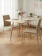Square Wooden Table with Cement Frame Light Brown Color 75x75x75cm