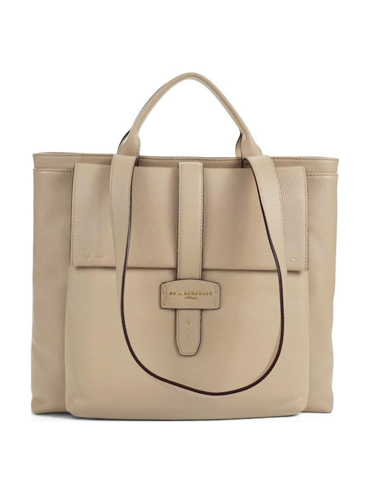 Leder Damen Schultertasche Taupe