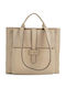 Leder Damen Schultertasche Taupe