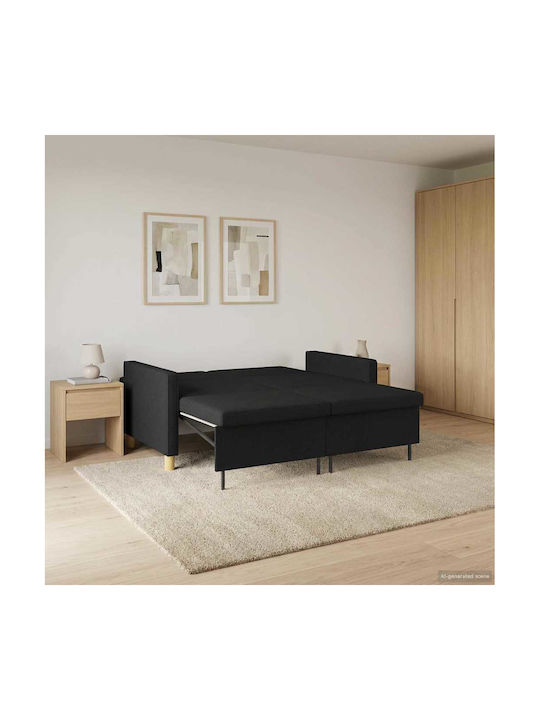 Γωνιακός Καναπές Κρεβάτι Μαύρο 154x94.5x80.5εκ.