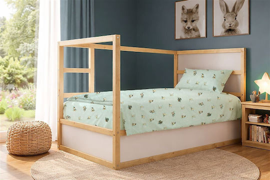 Dimcol Set Kinderbettlaken Baumwollbetten Bear's Playtime 593 Mint 160x240cm 2 Stück