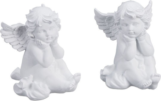 Set 2 Figurine Înger de Mormânt Relaxdays Alb 10x7x9 Cm