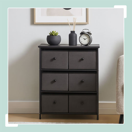 Storage Drawers from Wood Metal and Fabric L60xW32xH73cm
