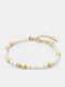 Vogue Damentrauring Armband Kette Aus Leder Mit Perlen 19cm