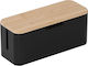 Relaxdays Bamboo Cable Box Light Brown Black 0