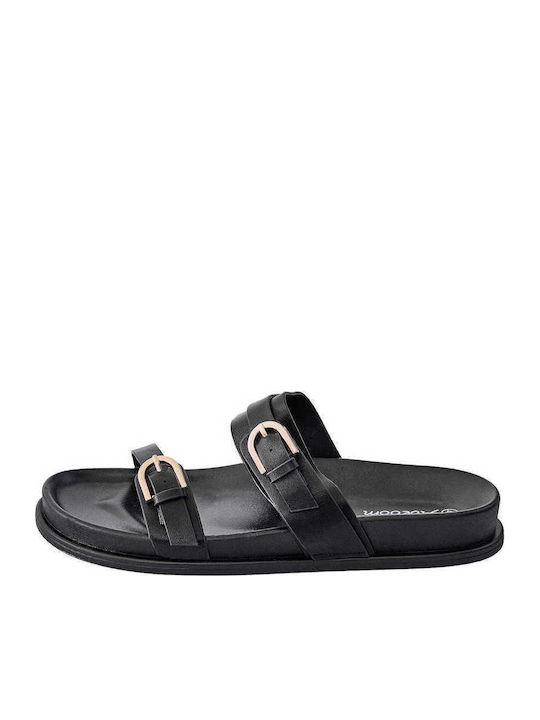 Celestino Leather Sandals Buckles Black