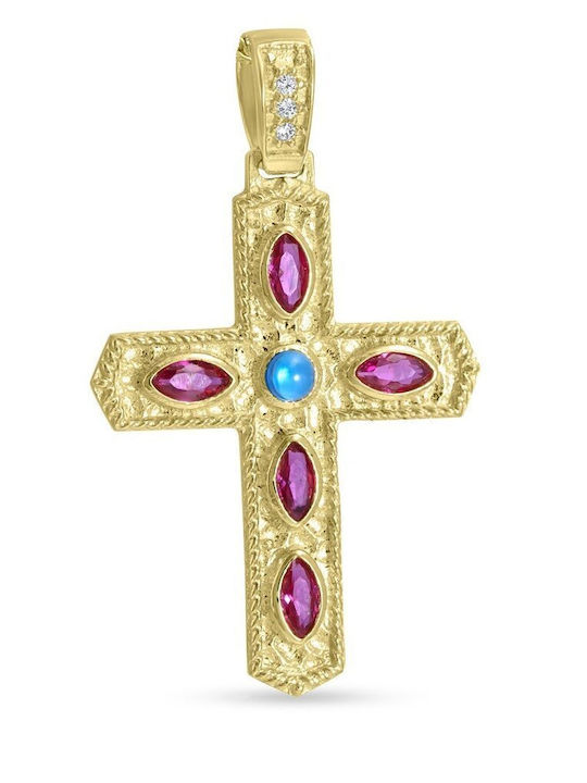CHrysolithos Women's Gold Byzantine Cross 14K Without Chain ST1521